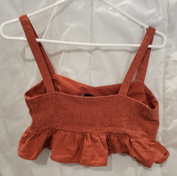 ORANGE Ruffle Trim Crop Top - Picture 2 of 4